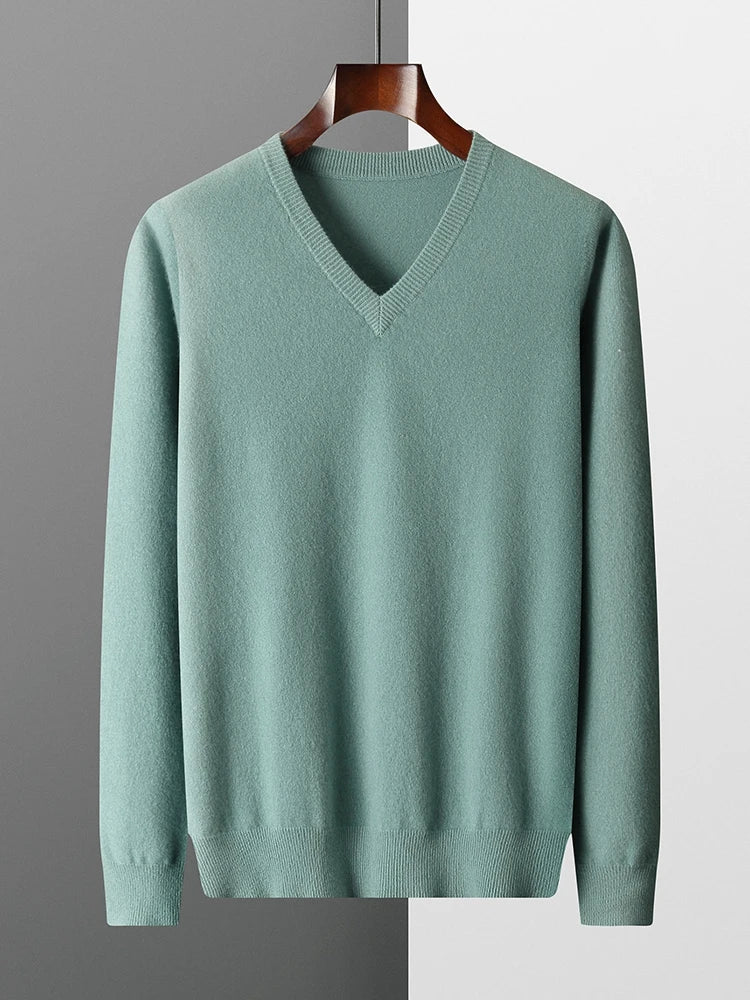 Merino Wool V Neck Sweater for Men | Business and Casual Wear