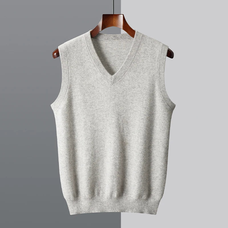 Merino Wool V Neck Sweater Vest for Men | Spring and Autumn Layering