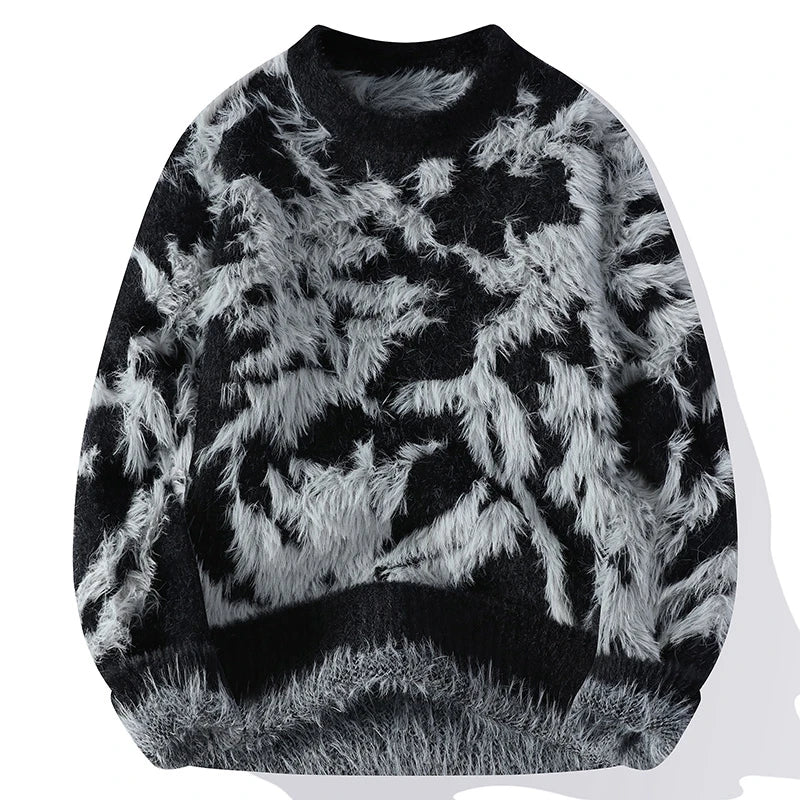 Jacquard Pattern Knit Round Neck Sweater for Men | Winter Wear