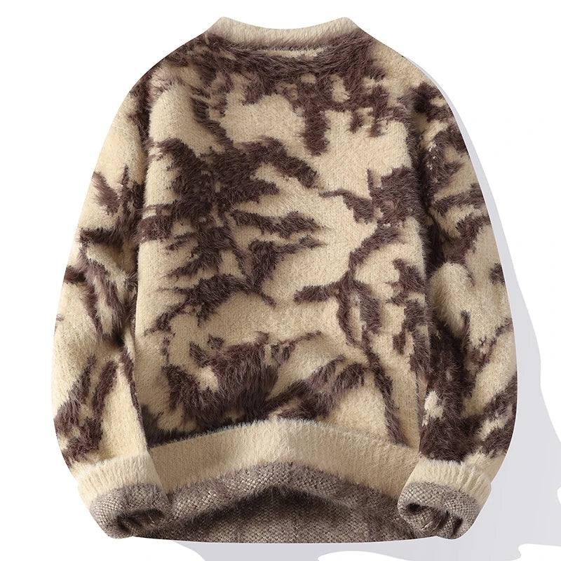 Jacquard Pattern Knit Round Neck Sweater for Men | Winter Wear