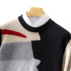 Abstract Pattern Colour Block Knit Sweater for Men | Casual Wear