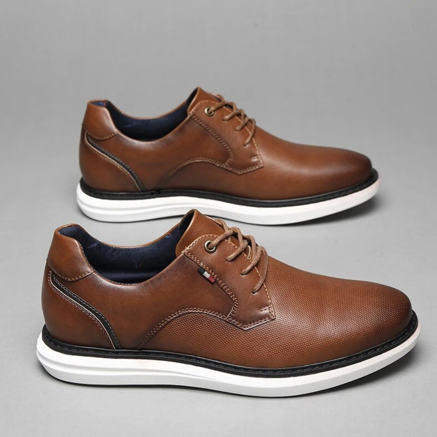 Leather Oxford Sneakers with Contrast Sole for Men | Business Casual Wear