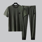 Pleated Texture Top and Jogger Lounge Set for Men | Relaxed Wear