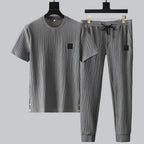 Pleated Texture Top and Jogger Lounge Set for Men | Relaxed Wear