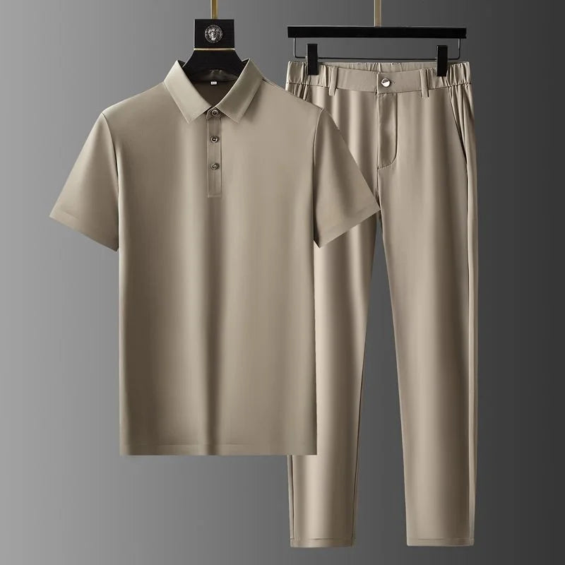 Button Up Polo Shirt and Tailored Trouser Set for Men | Smart Casual Wear