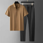 Short Sleeve Polo and Tailored Trouser Set for Men | Business Casual Wear