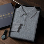 Cashmere Knit Long Sleeve Polo Sweater for Men | Smart Casual Wear