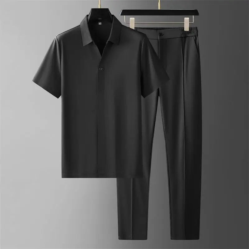 Short Sleeve Polo and Tailored Trouser Set for Men | Business Casual Wear