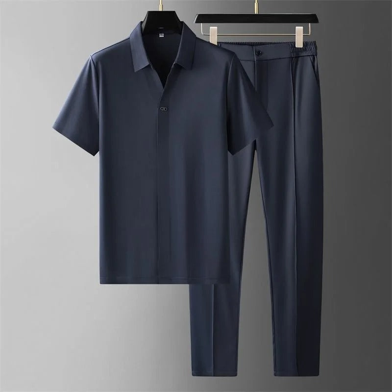 Short Sleeve Polo and Tailored Trouser Set for Men | Business Casual Wear