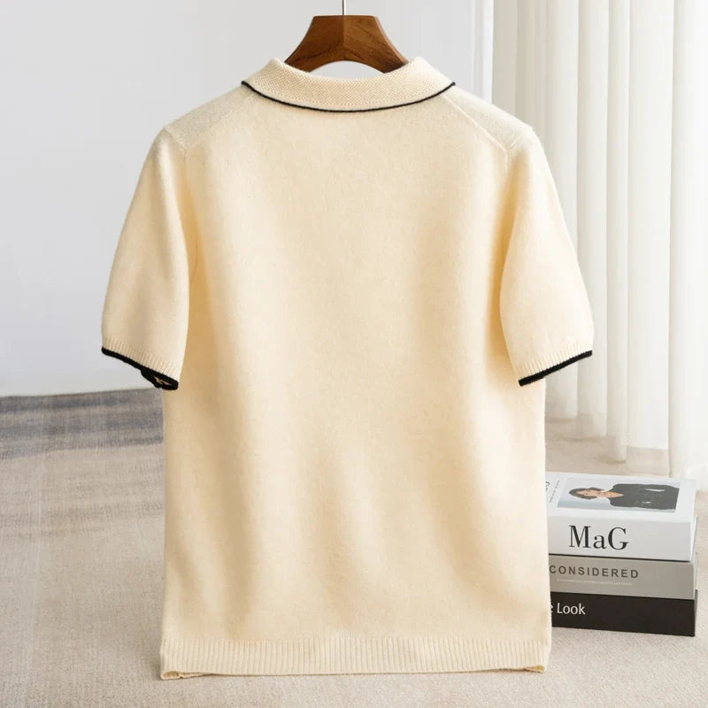 Merino Wool Knit Polo Shirt for Men | Business Casual Wear