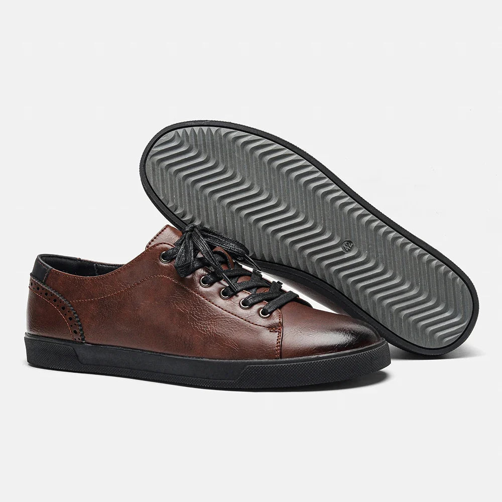 Premium Leather Low Top Lace Up Sneakers for Men | Urban Wear