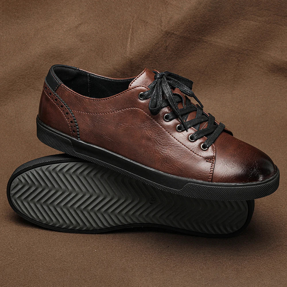 Premium Leather Low Top Lace Up Sneakers for Men | Urban Wear