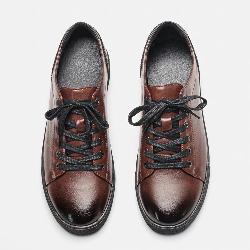 Premium Leather Low Top Lace Up Sneakers for Men | Urban Wear