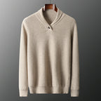Pure Cashmere Collared Knit Sweater for Men | Business Casual Wear