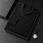 Pure Cashmere Collared Knit Sweater for Men | Business Casual Wear