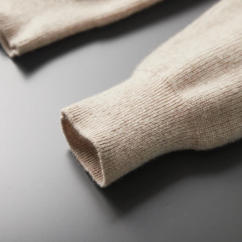 Pure Cashmere Collared Knit Sweater for Men | Business Casual Wear