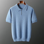 Cashmere Knit Short Sleeve Polo Shirt for Men | Summer Wear
