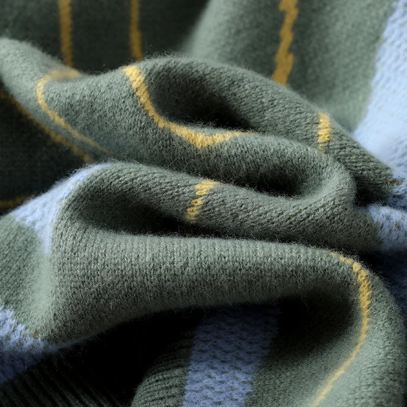 Contrast Geometric Pattern Merino Wool Sweater for Men | Autumn and Winter Wear