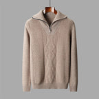 Cable Knit Merino Wool Half Zip Sweater for Men | Smart Casual Winter Wear