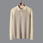 Merino Wool Half Zip Polo Collar Sweater for Men | Autumn and Winter Wear