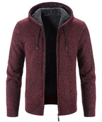Textured Knit Zip Up Fleece Hoodie for Men | Cold Weather Layering
