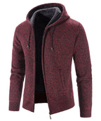 Textured Knit Zip Up Fleece Hoodie for Men | Cold Weather Layering