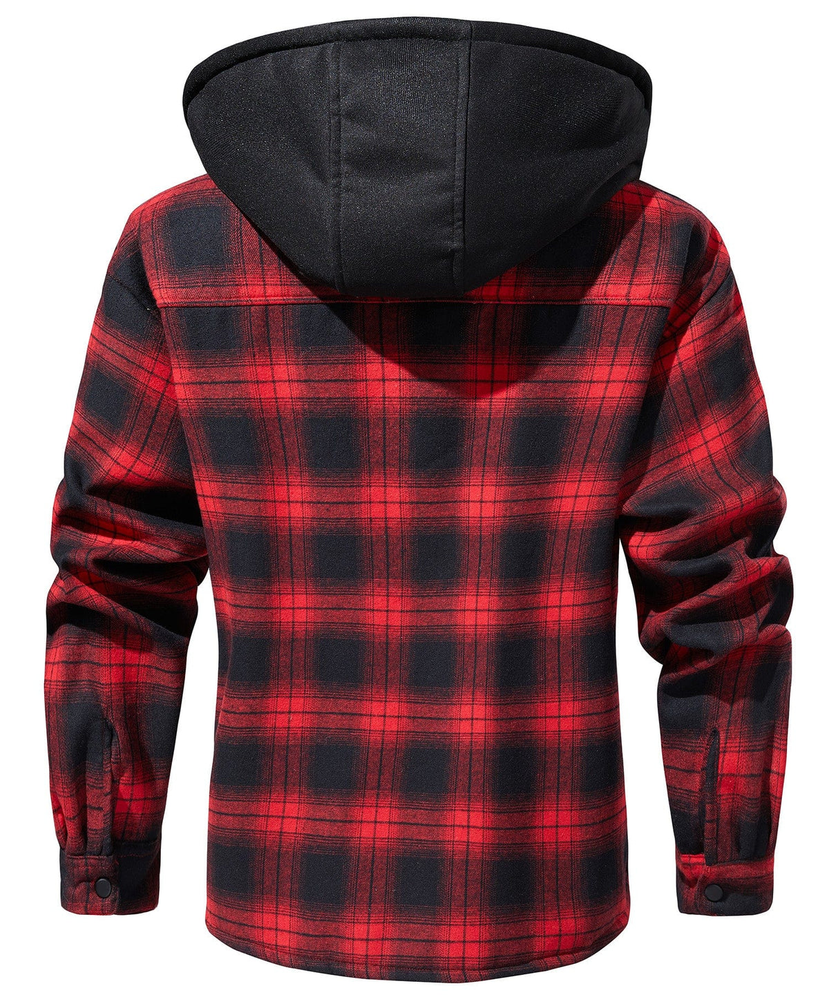 Red Check Sherpa Lined Hooded Flannel Jacket for Men | Cold Weather