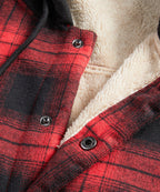 Red Check Sherpa Lined Hooded Flannel Jacket for Men | Cold Weather
