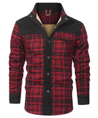 Snap Front Faux Fur Lined Flannel Jacket for Men | Winter Outerwear