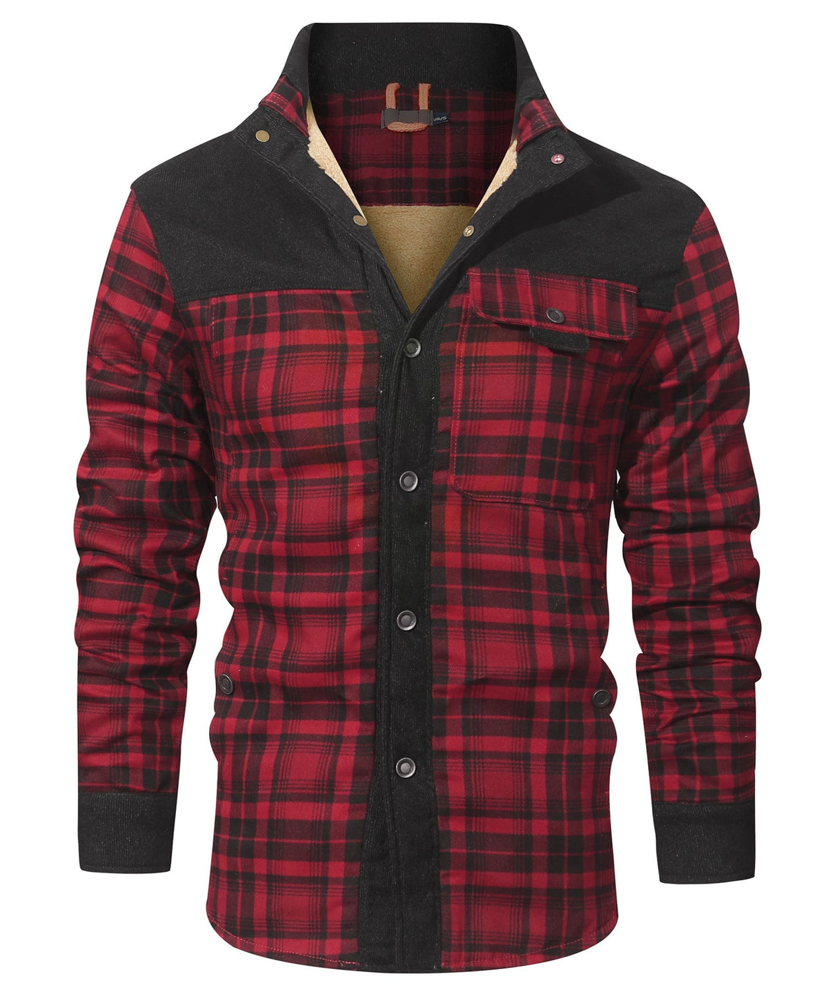 Snap Front Faux Fur Lined Flannel Jacket for Men | Winter Outerwear