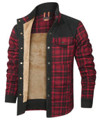 Snap Front Faux Fur Lined Flannel Jacket for Men | Winter Outerwear