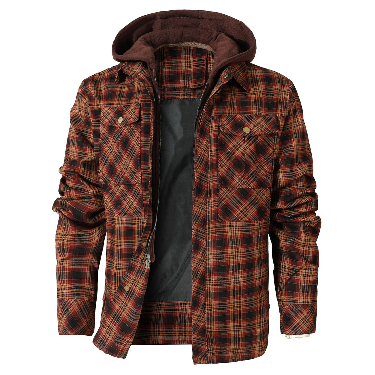 Quilted Insulated Hooded Flannel Jacket for Men | Outdoor Wear