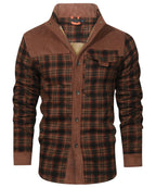 Snap Front Faux Fur Lined Flannel Jacket for Men | Winter Outerwear