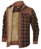 Snap Front Faux Fur Lined Flannel Jacket for Men | Winter Outerwear