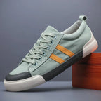 Retro Canvas Low Top Sneakers with Stripe Accents for Men | Everyday Wear