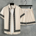 Retro Print Shirt and Shorts Summer Set for Men | Holiday Wear