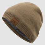 Ribbed Knit Beanie with Fleece Interior
