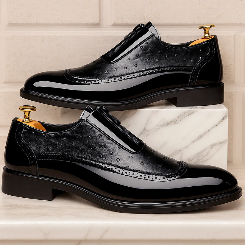 Roberto Russo Ostrich Dress Shoes with Gloss Finish