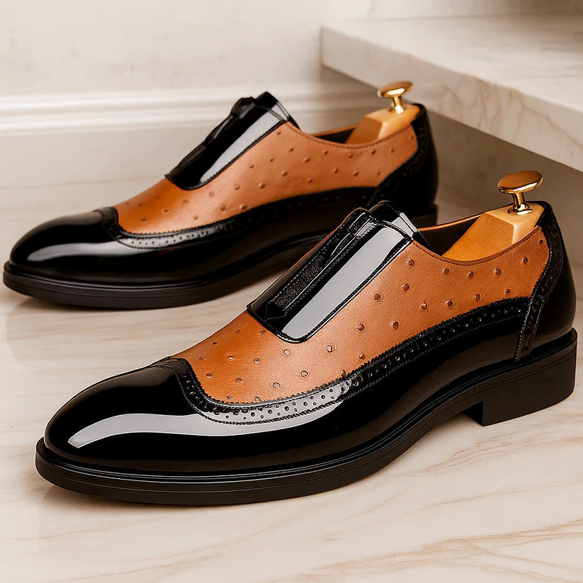 Roberto Russo Ostrich Dress Shoes with Gloss Finish
