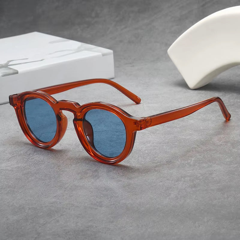 Round Frame Sunglasses with Color-Tinted Lenses
