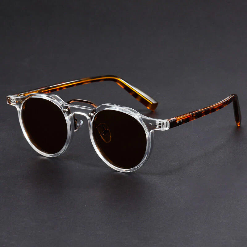 Round Vintage Sunglasses with Contrast Frame