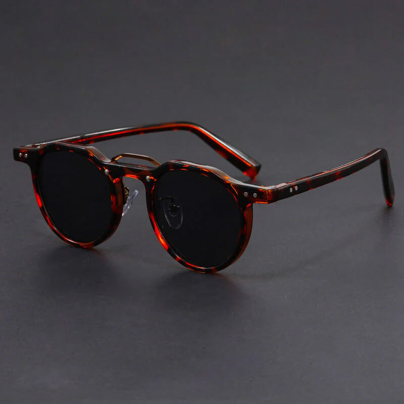 Round Vintage Sunglasses with Contrast Frame