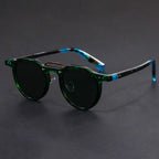 Round Vintage Sunglasses with Contrast Frame