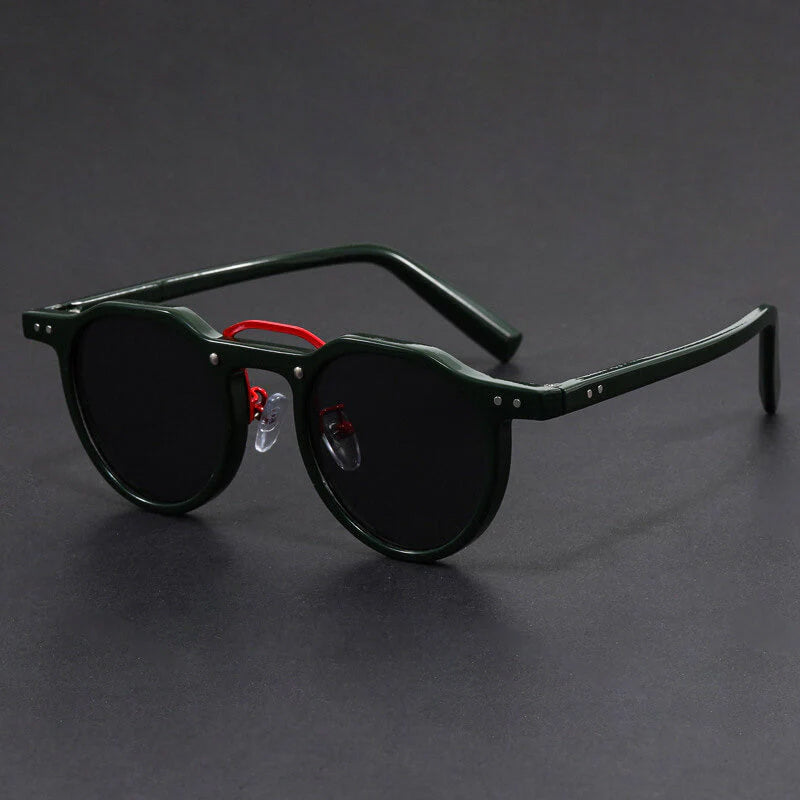 Round Vintage Sunglasses with Contrast Frame