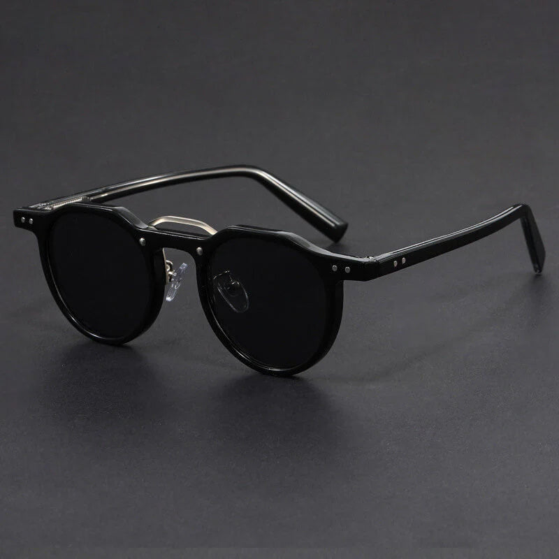Round Vintage Sunglasses with Contrast Frame