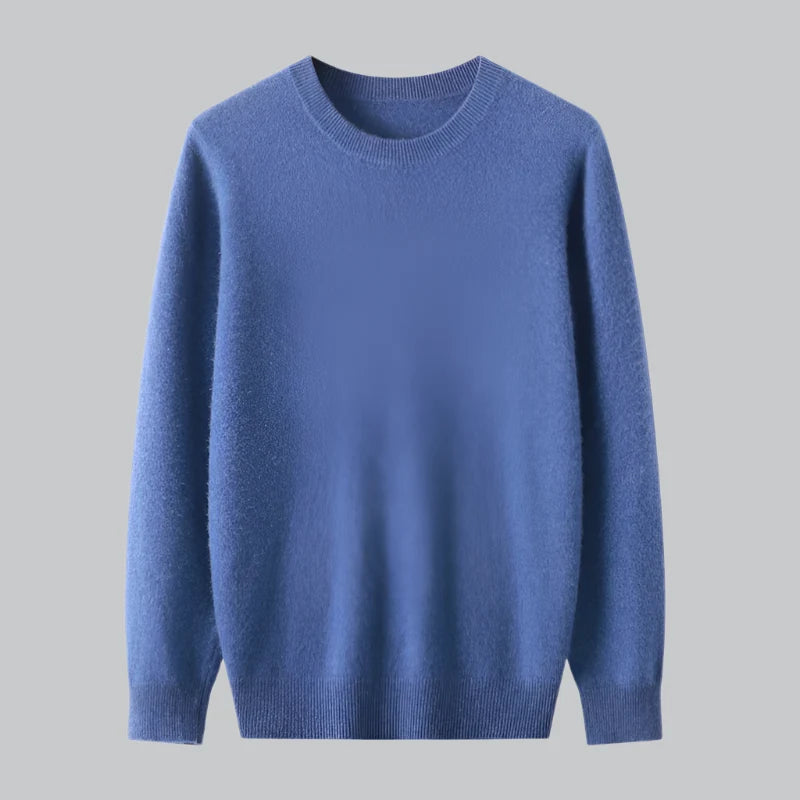 Extrafine Merino Wool Round Neck Sweater for Men | Spring Layering