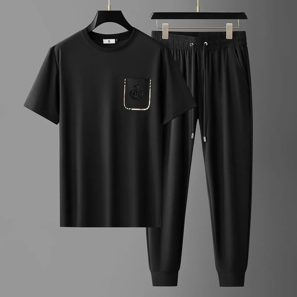 Relaxed Fit Crewneck Tee and Jogger Set for Men | Casual Wear