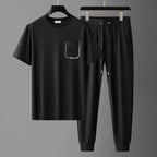 Relaxed Fit Crewneck Tee and Jogger Set for Men | Casual Wear