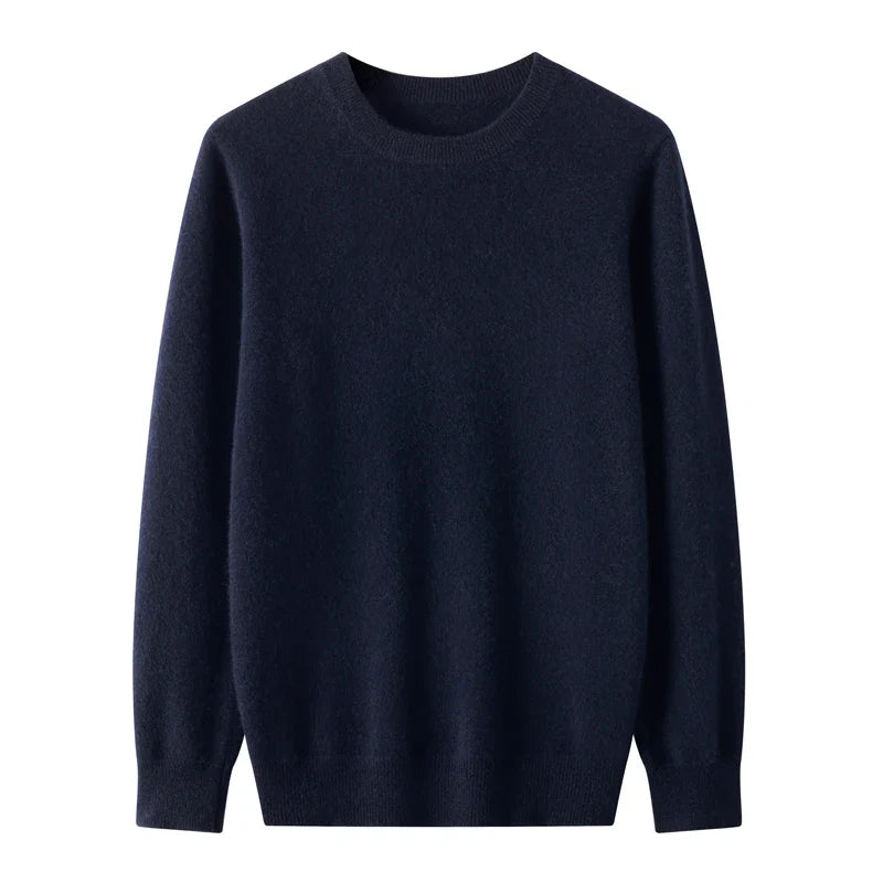 Extrafine Merino Wool Round Neck Sweater for Men | Spring Layering