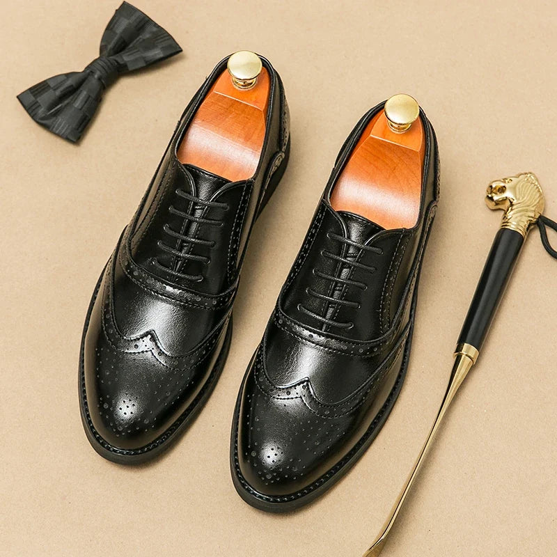 White Leather Brogue Oxford Shoes for Men | Weddings and Business Wear